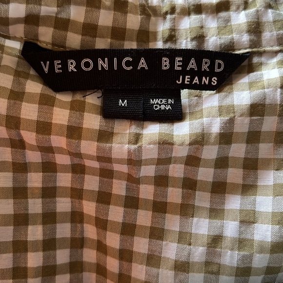 Veronica Beard Jeans Women’s Tenille Olive White Plaid Sleeveless Blouse Medium - Picture 13 of 15